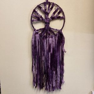 Hand Crafted Macrame 8" Round Purple Tree of Life